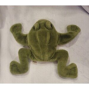 Folkmanis Folktails Green Plush Frog Hand Puppet Hook&Loop Feet Pretend Play VTG